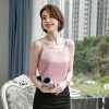 春夏V领仿桑蚕丝上衣优雅内搭缎面吊带背心女2023新款打底衫