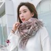 围巾批发新款仿羊绒彩格围巾女跨境韩版秋冬格子围巾流苏披肩围脖