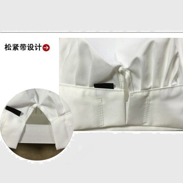 厨师帽涤棉布帽工作酒店餐馆蘑菇高帽西点白色面点房2024一件代发