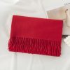 围巾女生高级感冬季百搭纯色长围巾仿羊绒流苏披肩护颈围脖scarf