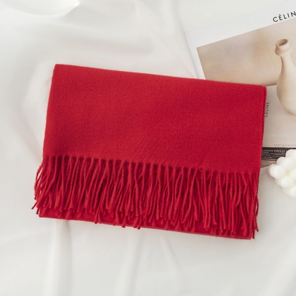 围巾女生高级感冬季百搭纯色长围巾仿羊绒流苏披肩护颈围脖scarf