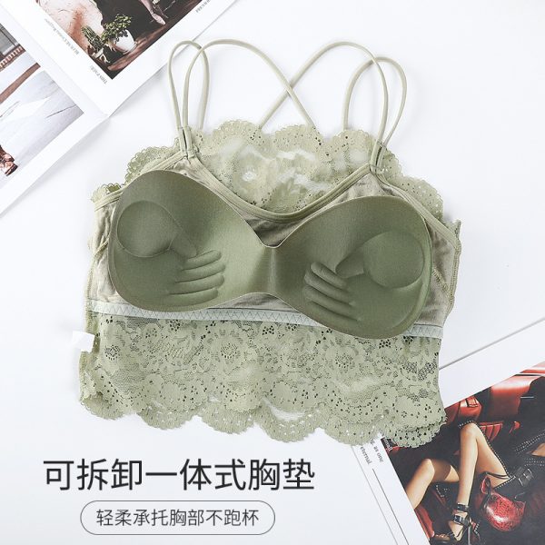 夏季蕾丝裹胸抹胸性感美背吊带背心女无钢圈外穿内搭防走光内衣女