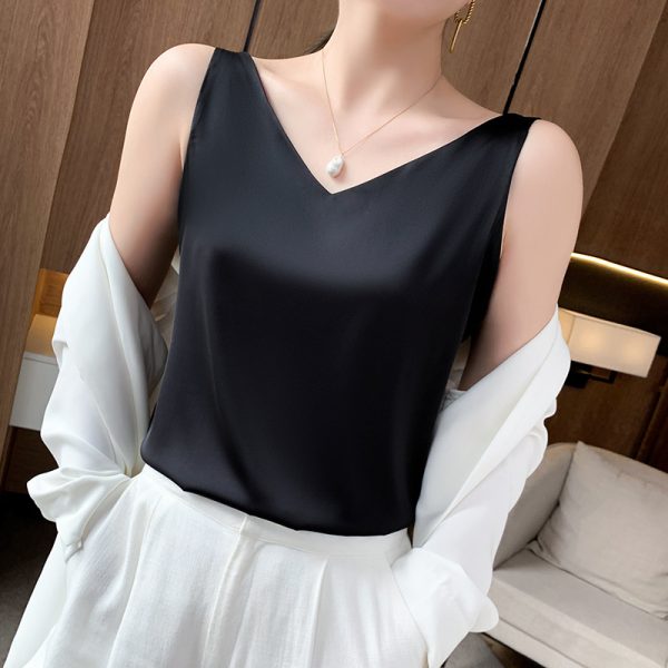 2024夏季大码服饰吊带打底内搭上衣辣妹外穿白色真丝吊带背心女夏