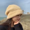 日系毛线堆堆帽子女秋冬季百搭韩版针织帽保暖护耳大头宽松帽工厂
