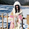 民族风丽江大理吊球披肩仿獭兔毛超大毛领围巾斗篷带袖外套女披风