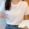 宽松纯棉短袖白色t恤女夏季新款女装圆领上衣正肩打底衫体恤地摊