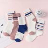 W026女中筒粉色条