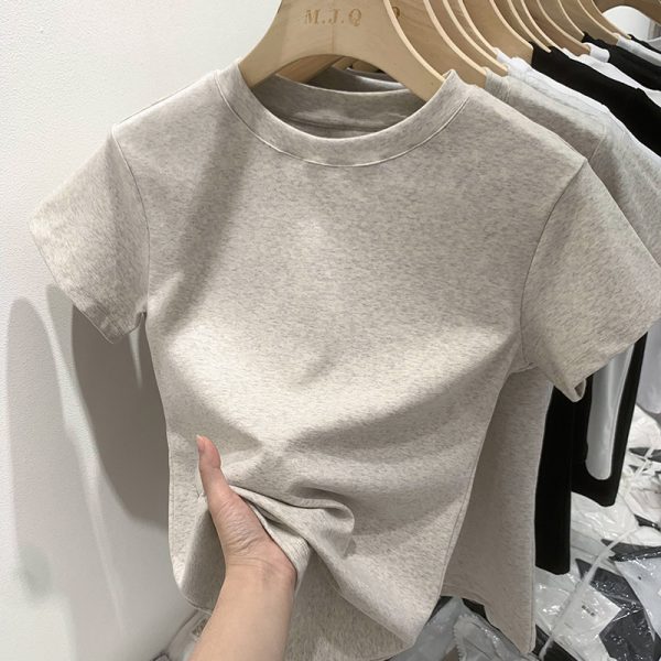现货穿搭白色t恤女正肩短袖春夏季圆领显瘦百搭纯棉叠穿打底上衣