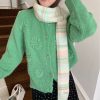 新款秋冬彩虹条纹羊毛混纺围巾女小众细长针织撞色渐变百搭潮围脖