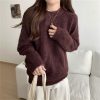 日系宽松感软糯内搭针织衫上衣秋冬新款慵懒风圆领套头毛衣女