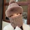 帽子围脖一体女冬2024新款加绒加厚骑车防风防寒电动车保暖套头帽