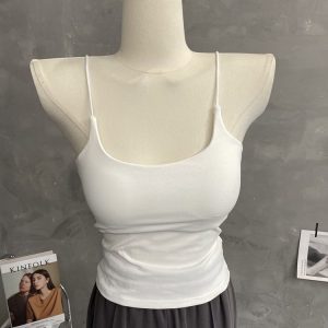 O1CN017bMGfb1fIip2xefJm_2213359823984-0-cib 纯欲带胸垫辣妹白色吊带背心女士内搭遮肚子打底舒适纯棉百搭上衣