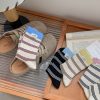 Mekki秋冬新款袜子女条纹罗口条纹袜子女韩系ins潮休闲无骨中筒袜