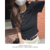 白色正肩t恤女短袖短款夏季纯棉修身显瘦纯白体恤基础款打底上衣