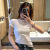 现货穿搭白色t恤女正肩短袖春夏季圆领显瘦百搭纯棉叠穿打底上衣