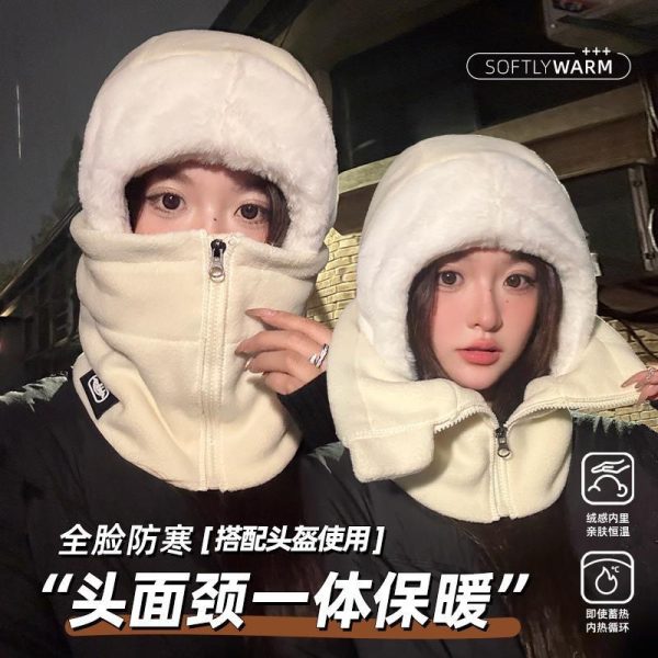 专供出口新款防风骑行围脖一体帽子男女冬季骑车保暖神器防寒头盔内胆头套