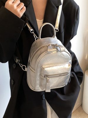 O1CN019hvX6o2Byv5aqm0yf_2216344288408-0-cib 辣妹银色双肩包包女式2024新款时尚韩国流行小背包百搭手提旅行包