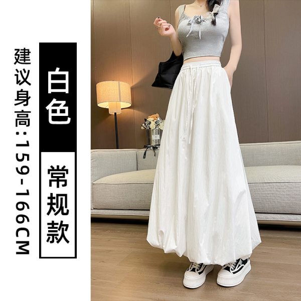白色花苞半身裙女夏季宽松伞新款高腰显瘦字裙半裙中长款蓬蓬裙