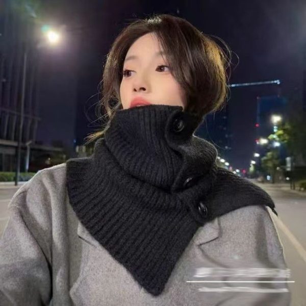 新款韩系氛围感围巾女冬季外搭保暖围脖女针织护颈脖套假领子披肩