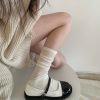 春夏款拼接针织堆堆袜女奶白色miu风ins潮袜走秀款薄透小腿袜子