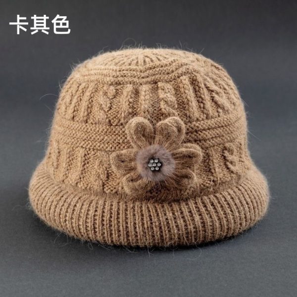 秋冬季中老年加厚毛线帽加绒加厚保暖奶奶针织帽老太太渔夫针织帽
