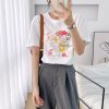 潮牌纯棉短袖t恤女夏季圆领半袖宽松上衣白色外贸女装印花T恤衣服