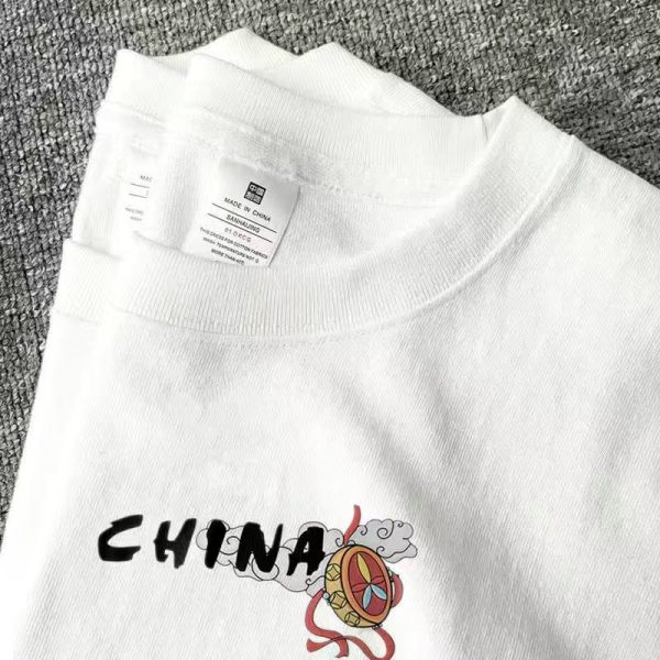 夏季新款纯棉男T恤吸湿排汗休闲百搭白色印花圆领纯棉短袖男潮款
