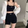 夏季新款锦纶休闲吊带背心套装海绵垫吊带女士背心产地货源批发