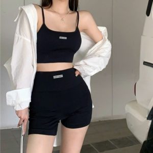 O1CN01DLHMpL1kMuUPVaTdo_2216206234670-0-cib 夏季新款锦纶休闲吊带背心套装海绵垫吊带女士背心产地货源批发