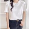 2024夏季新款短袖棉t恤女修身显瘦圆领打底衫上衣女厂家批发
