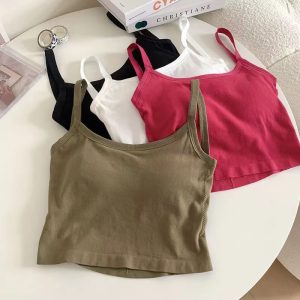 O1CN01FFrm772MFXVyAYMNi_2200730959798-0-cib 美背短款吊带背心女带胸垫一体修身辣妹内搭外穿露背打底抹胸上衣