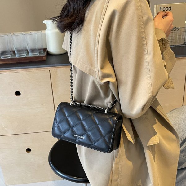 菱格链条小包包女2024新款潮高级感百搭时尚小方包小众单肩斜挎包