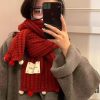 安可拉红围巾冬季高级感圣诞款雪花麋鹿新年红围巾百搭韩版ins风