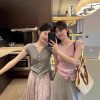 韩系小飞袖v领冰丝针织开衫女装夏季薄款修身显瘦针织外穿短袖衣