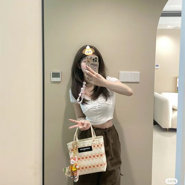 ins网红泰国清迈度假休闲手工包 藤编宝编织女包 菜篮子包手提包