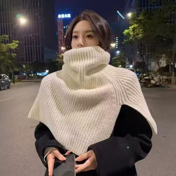 新款韩系氛围感围巾女冬季外搭保暖围脖女针织护颈脖套假领子披肩