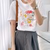 潮牌纯棉短袖t恤女夏季圆领半袖宽松上衣白色外贸女装印花T恤衣服