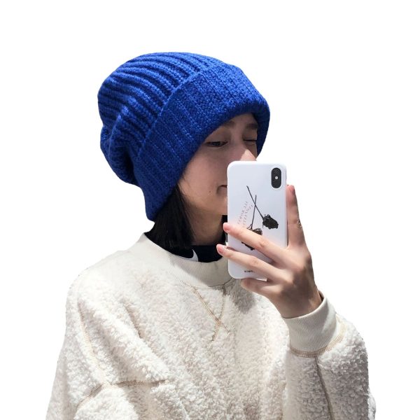 日系毛线堆堆帽子女秋冬季百搭韩版针织帽保暖护耳大头宽松帽工厂