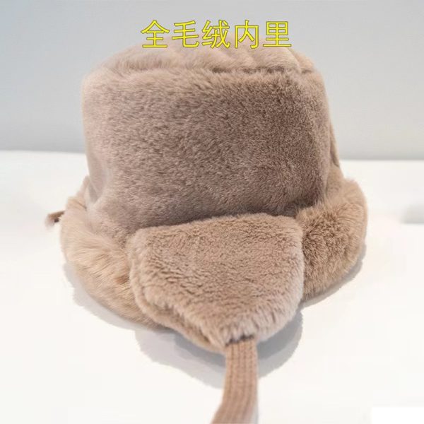 大脸蒙古护耳渔夫帽子男女秋冬季骑车显脸小加绒加厚盆帽防风保暖