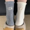 秋冬新款时尚后跟字母卷边堆堆袜子女学院风ins潮韩系百搭中筒袜