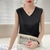 丝绸吊带背心女内搭打底配西装桑蚕丝缎面24夏V领白色外穿小吊带