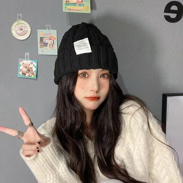 韩版毛线帽子女冬季潮网红保暖针织帽大头围韩国时尚纯色显脸小冬