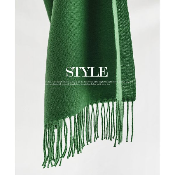 围巾女生高级感冬季百搭纯色长围巾仿羊绒流苏披肩护颈围脖scarf