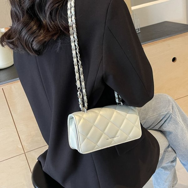 菱格链条小包包女2024新款潮高级感百搭时尚小方包小众单肩斜挎包