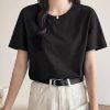 2024夏季新款短袖棉t恤女修身显瘦圆领打底衫上衣女厂家批发