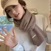 围巾女冬季2025新款毛线针织纯色小围巾潮韩系加厚保暖百搭长围脖