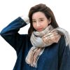 围巾批发新款仿羊绒彩格围巾女跨境韩版秋冬格子围巾流苏披肩围脖