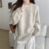 日系宽松感软糯内搭针织衫上衣秋冬新款慵懒风圆领套头毛衣女