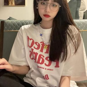 韩版印花短袖t恤女春夏季新款原宿风百搭纯棉半袖T恤上衣货源批发