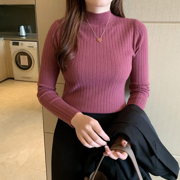 半高领打底衫女内搭薄款秋冬新款洋气新款毛衣长袖针织衫中领上衣